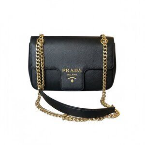Prada pattina Flap shoulder bag saffiano leather small